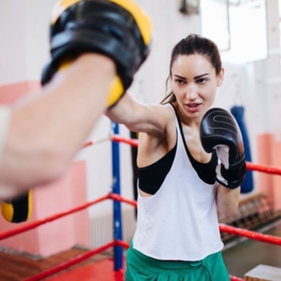 A women in the box ring in Dubai
